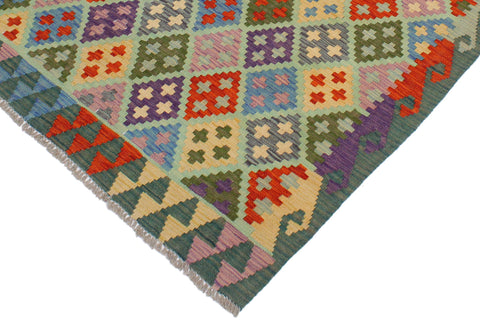 handmade Geometric Kilim Blue Green Hand-Woven RECTANGLE 100% WOOL area rug 3 x 5