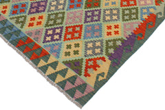 handmade Geometric Kilim Blue Green Hand-Woven RECTANGLE 100% WOOL area rug 3 x 5