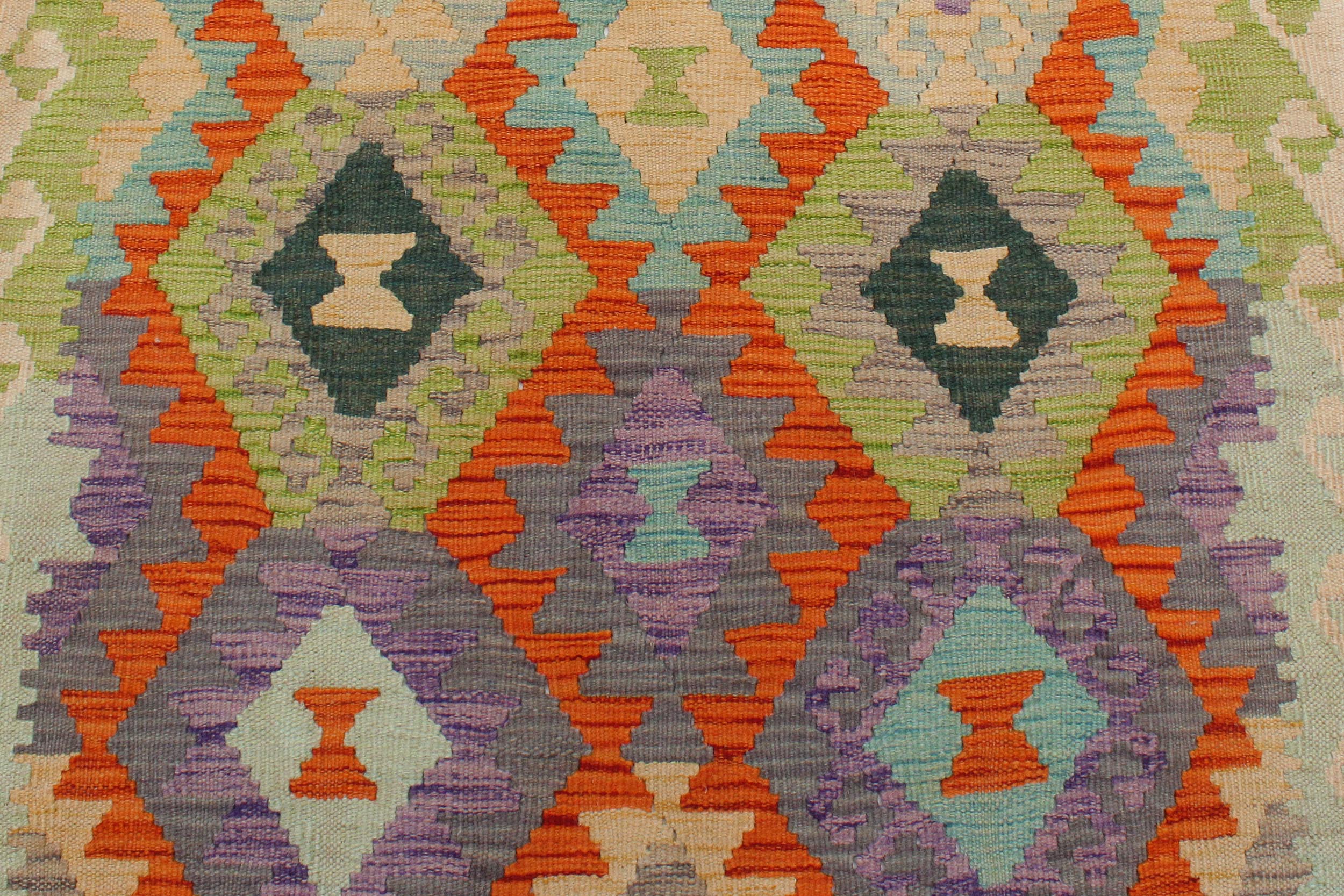 handmade Geometric Kilim Rust Beige Hand-Woven RECTANGLE 100% WOOL area rug 3 x 4
