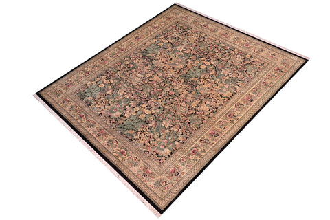 handmade Transitional Inkalab Black Beige Hand Knotted RECTANGLE 100% WOOL area rug 10x14