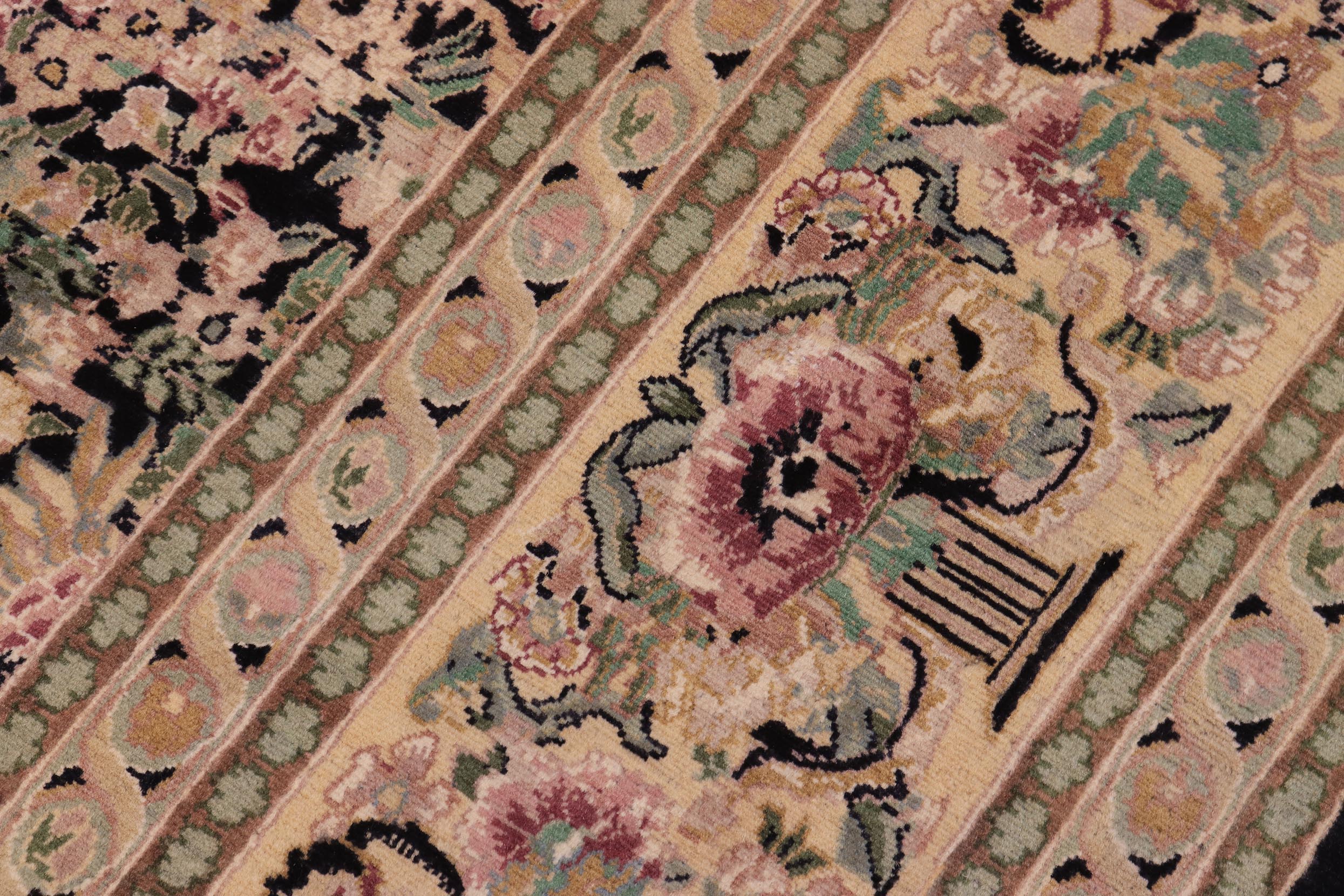 handmade Transitional Inkalab Black Beige Hand Knotted RECTANGLE 100% WOOL area rug 10x14