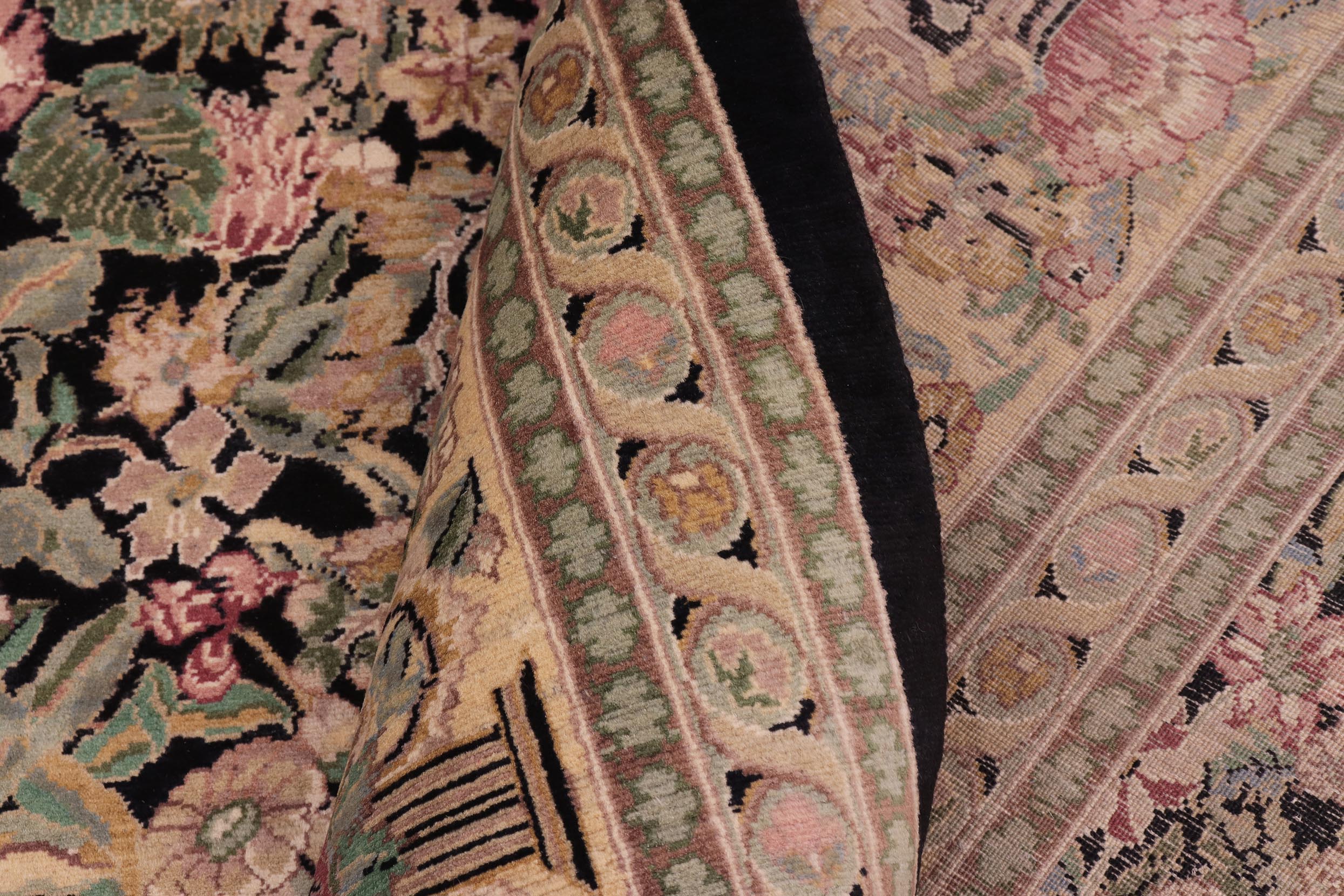 handmade Transitional Inkalab Black Beige Hand Knotted RECTANGLE 100% WOOL area rug 10x14