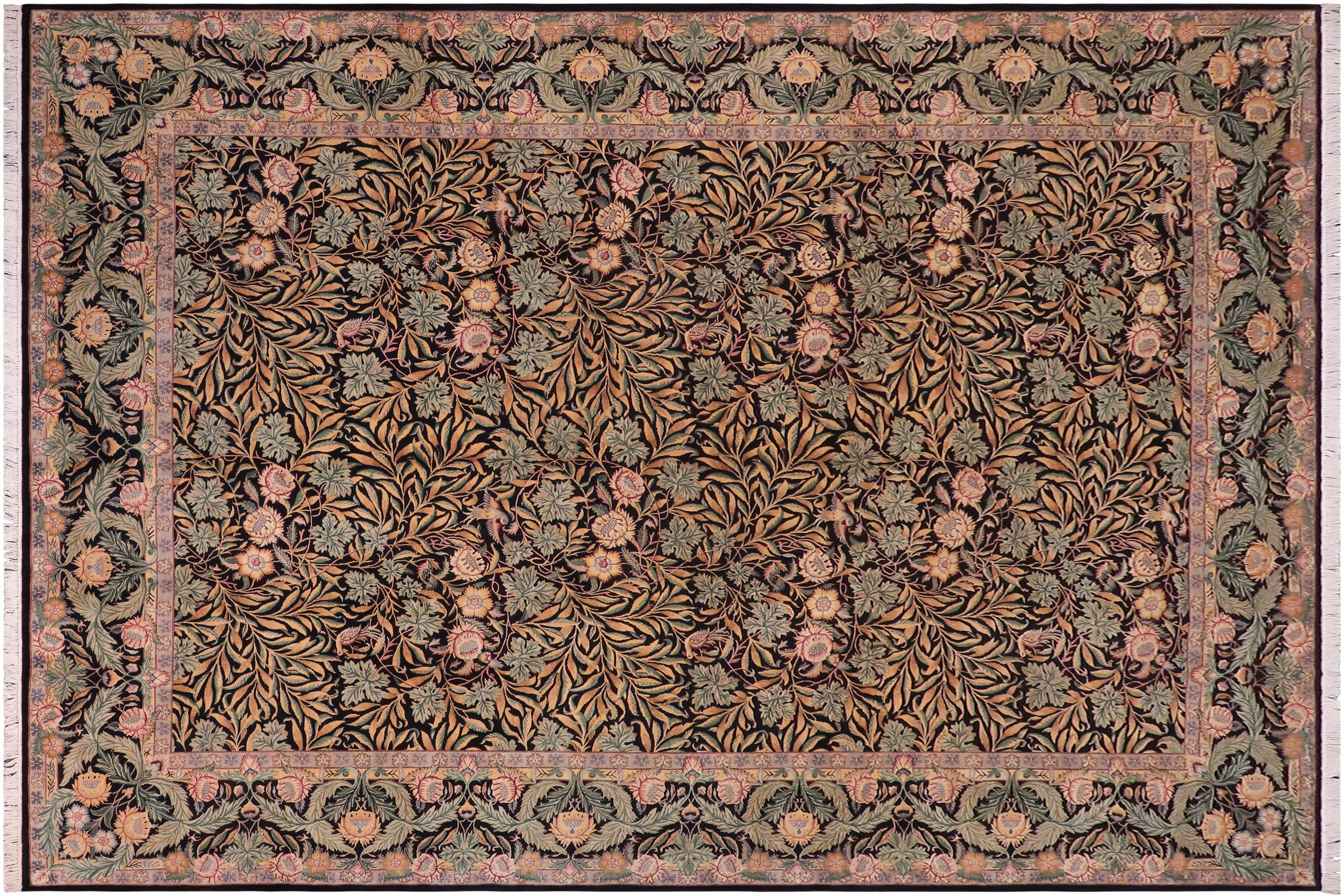 handmade Transitional Imran Black Green Hand Knotted RECTANGLE 100% WOOL area rug 10x14