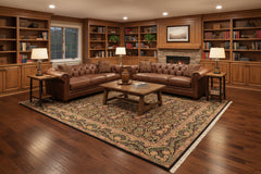 handmade Transitional Imran Black Green Hand Knotted RECTANGLE 100% WOOL area rug 10x14