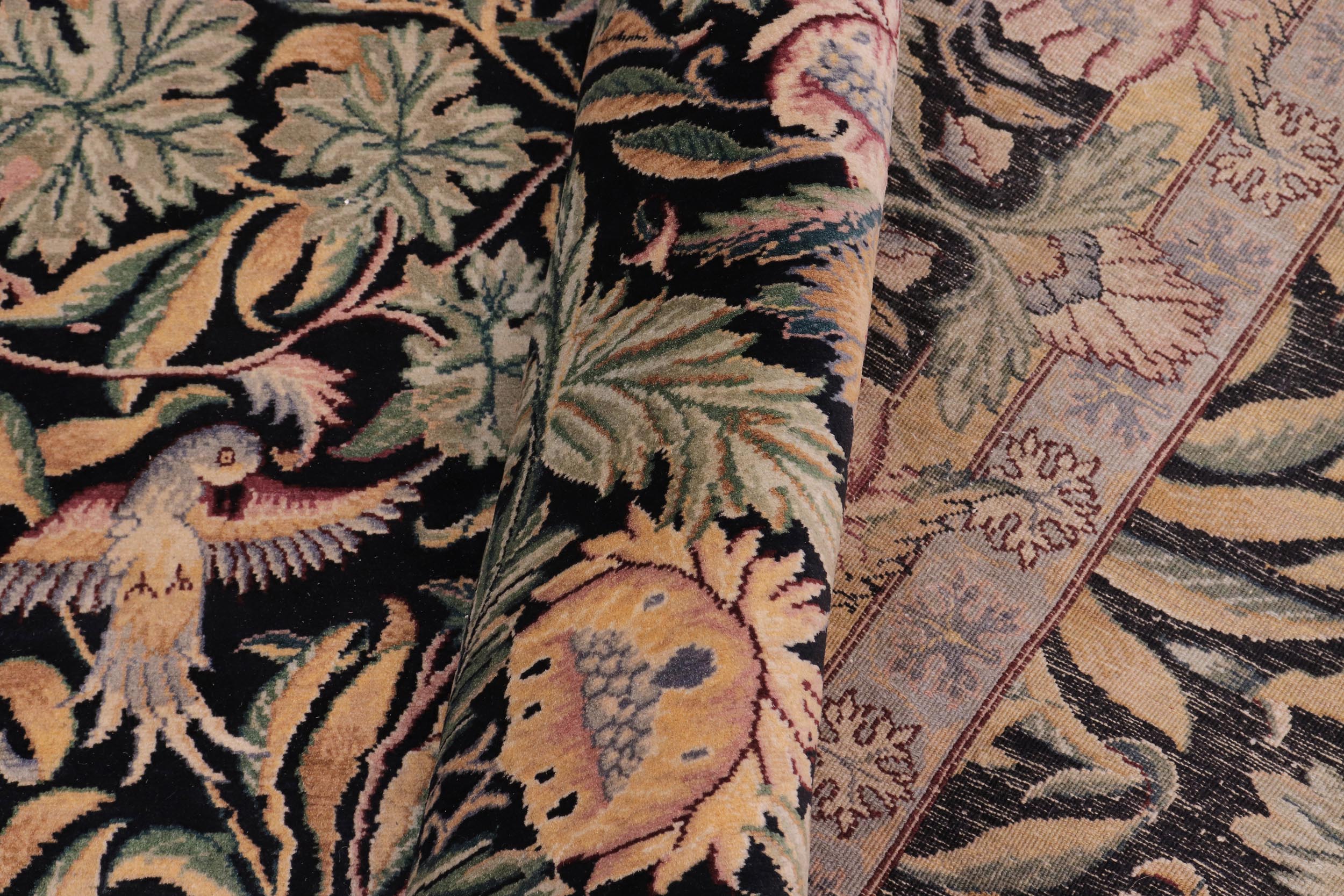 handmade Transitional Imran Black Green Hand Knotted RECTANGLE 100% WOOL area rug 10x14