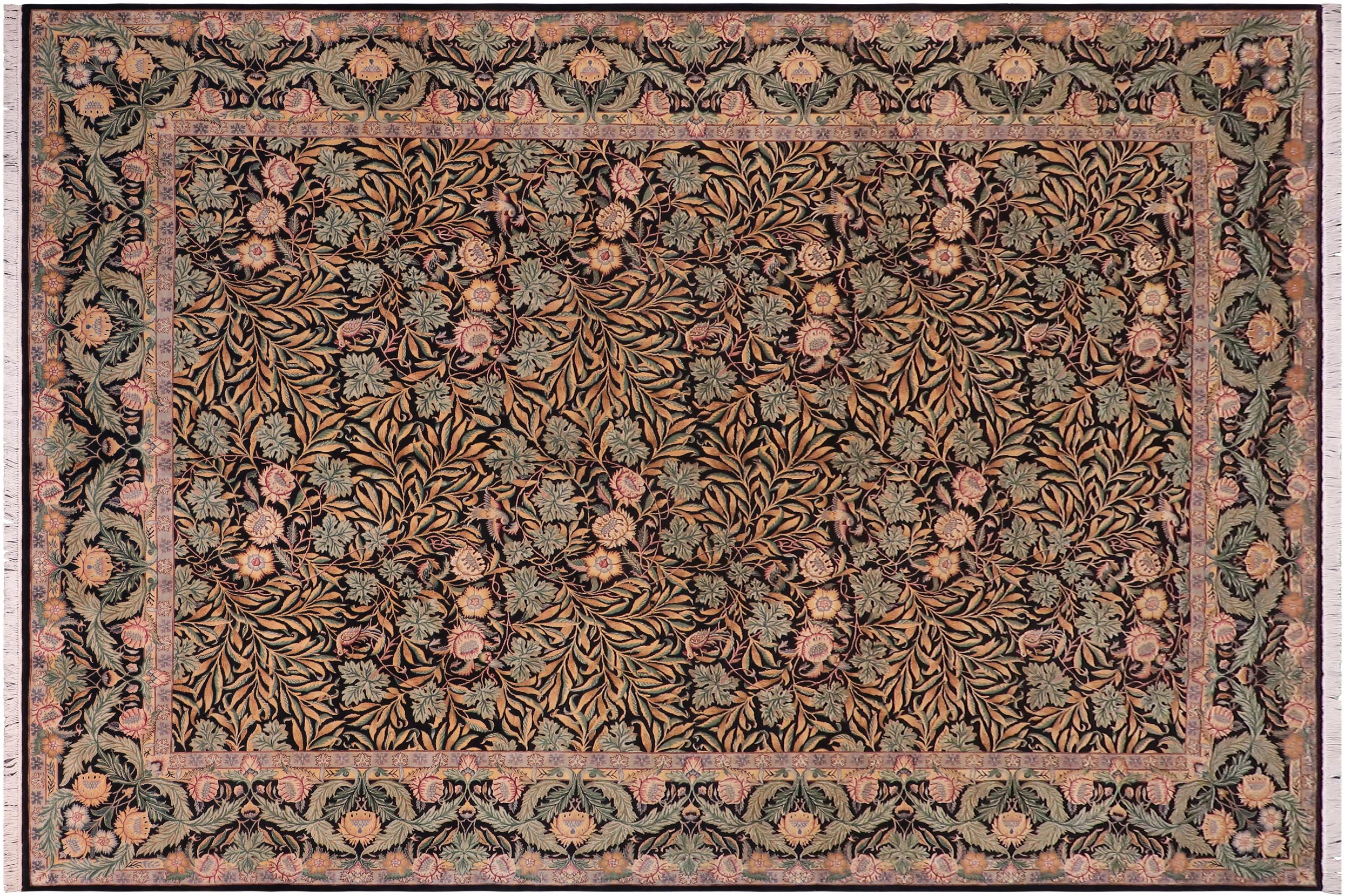 handmade Transitional Imran Black Green Hand Knotted RECTANGLE 100% WOOL area rug 10x14