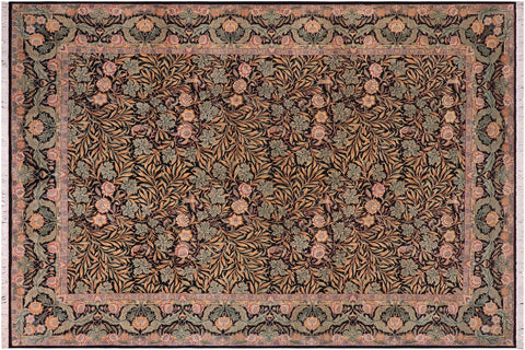 handmade Transitional Imran Black Green Hand Knotted RECTANGLE 100% WOOL area rug 10x14