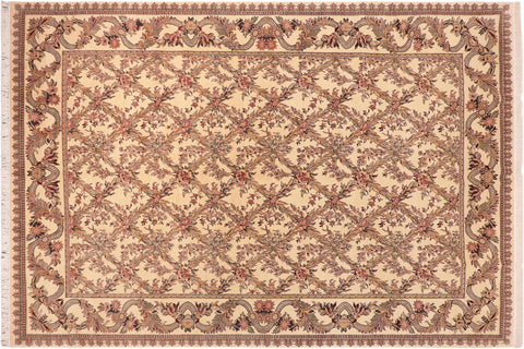 handmade Transitional Basan Beige Green Hand Knotted RECTANGLE 100% WOOL area rug 10x14