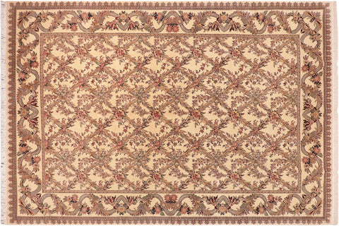 handmade Transitional Basan Beige Green Hand Knotted RECTANGLE 100% WOOL area rug 10x14