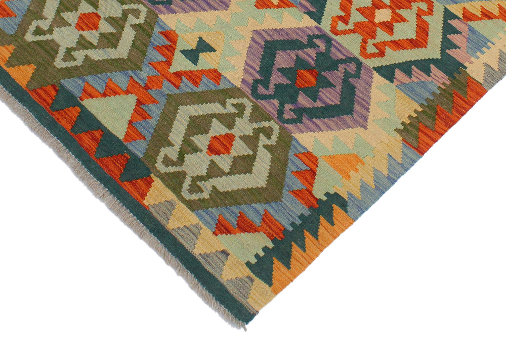 handmade Geometric Kilim Beige Blue Hand-Woven RECTANGLE 100% WOOL area rug 3 x 5