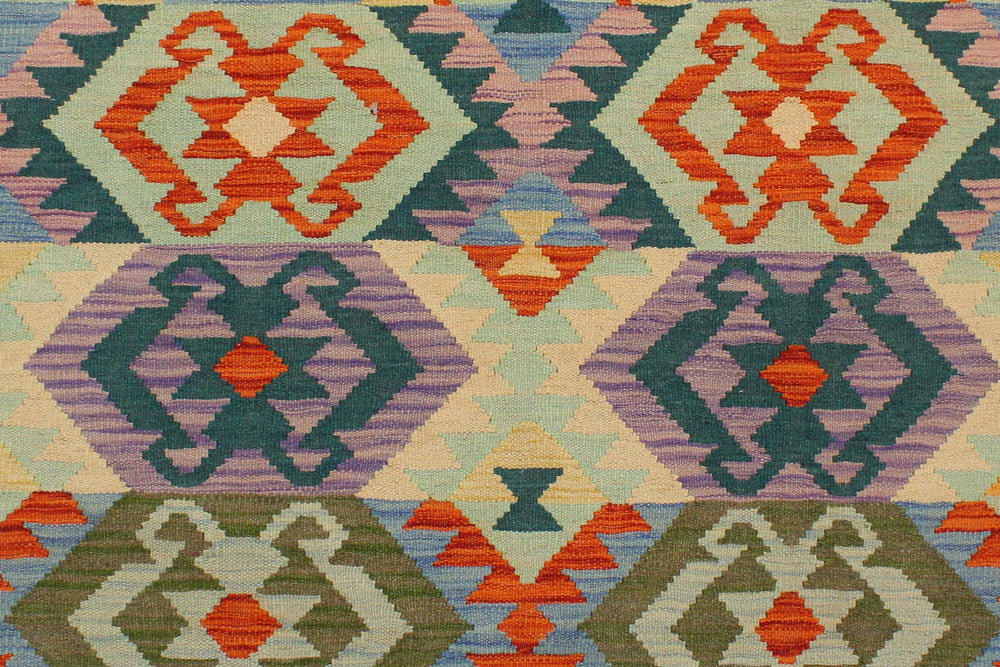 handmade Geometric Kilim Beige Blue Hand-Woven RECTANGLE 100% WOOL area rug 3 x 5