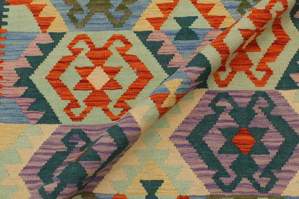 handmade Geometric Kilim Beige Blue Hand-Woven RECTANGLE 100% WOOL area rug 3 x 5