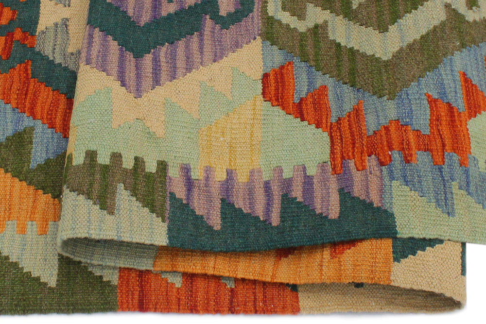 handmade Geometric Kilim Beige Blue Hand-Woven RECTANGLE 100% WOOL area rug 3 x 5