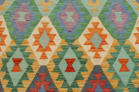 handmade Geometric Kilim Blue Rust Hand-Woven RECTANGLE 100% WOOL area rug 3 x 5