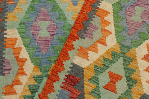 handmade Geometric Kilim Blue Rust Hand-Woven RECTANGLE 100% WOOL area rug 3 x 5