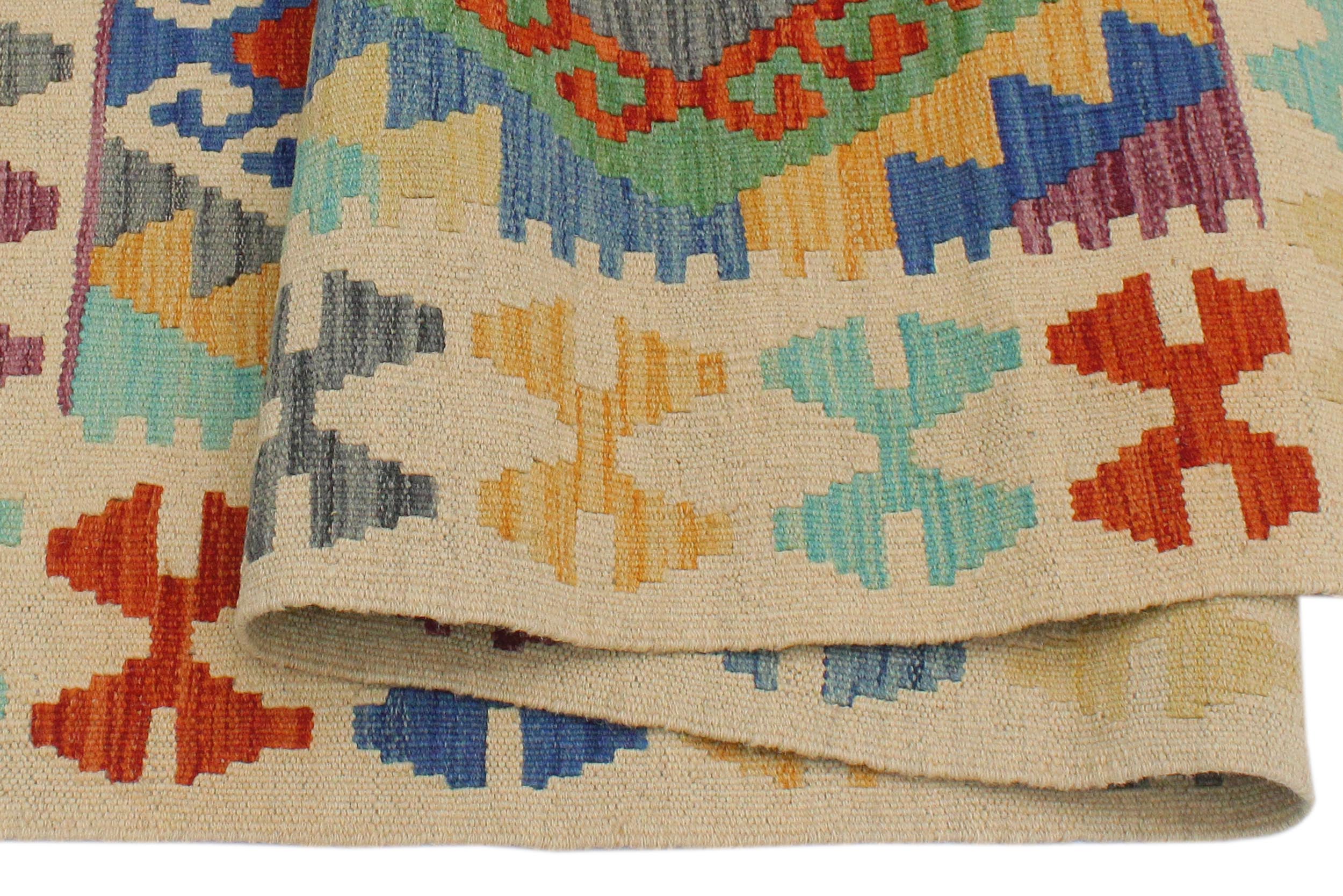 handmade Geometric Kilim Rust Beige Hand-Woven RECTANGLE 100% WOOL area rug 3 x 5