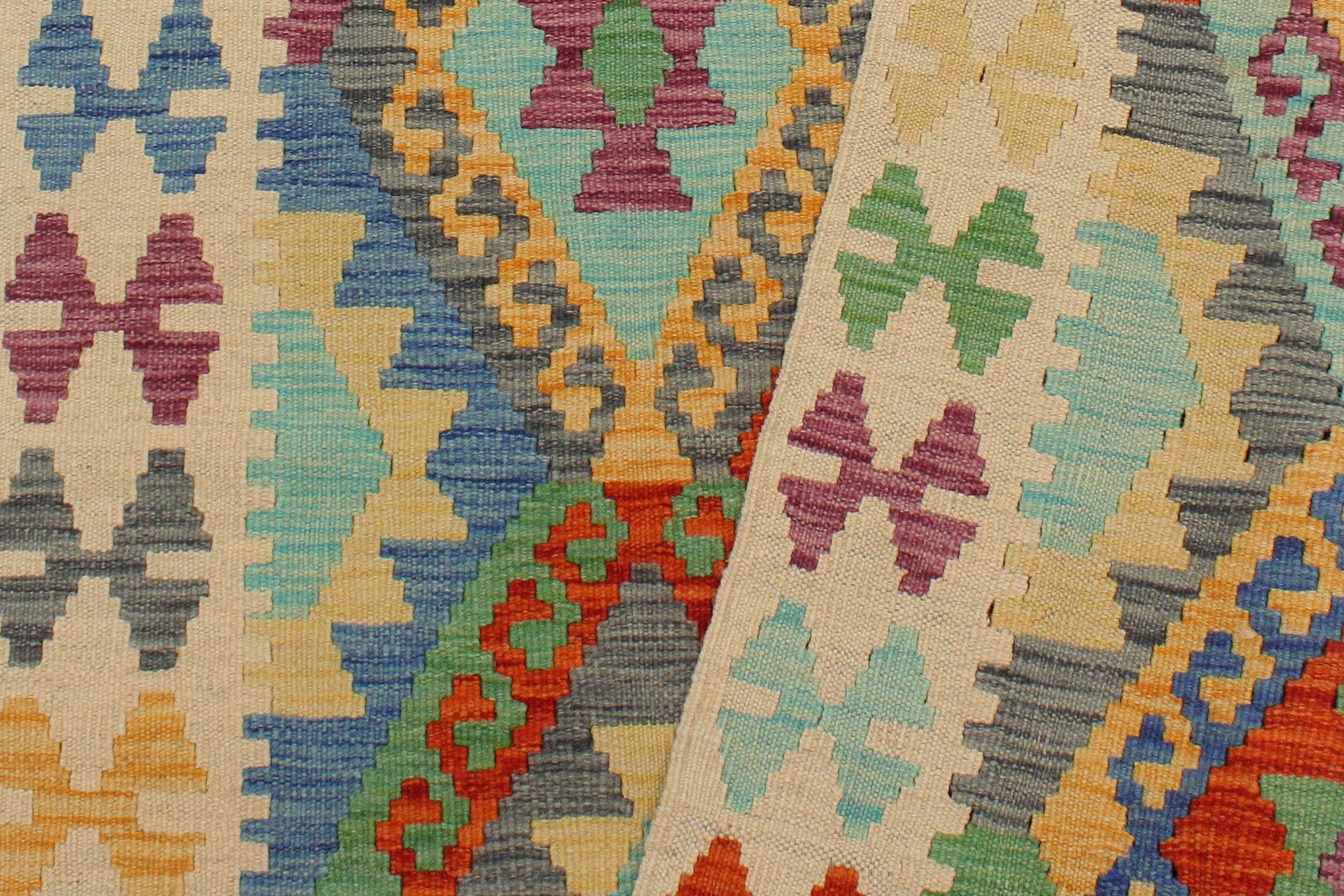 handmade Geometric Kilim Rust Beige Hand-Woven RECTANGLE 100% WOOL area rug 3 x 5