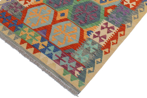handmade Geometric Kilim Rust Gold Hand-Woven RECTANGLE 100% WOOL area rug 3 x 5