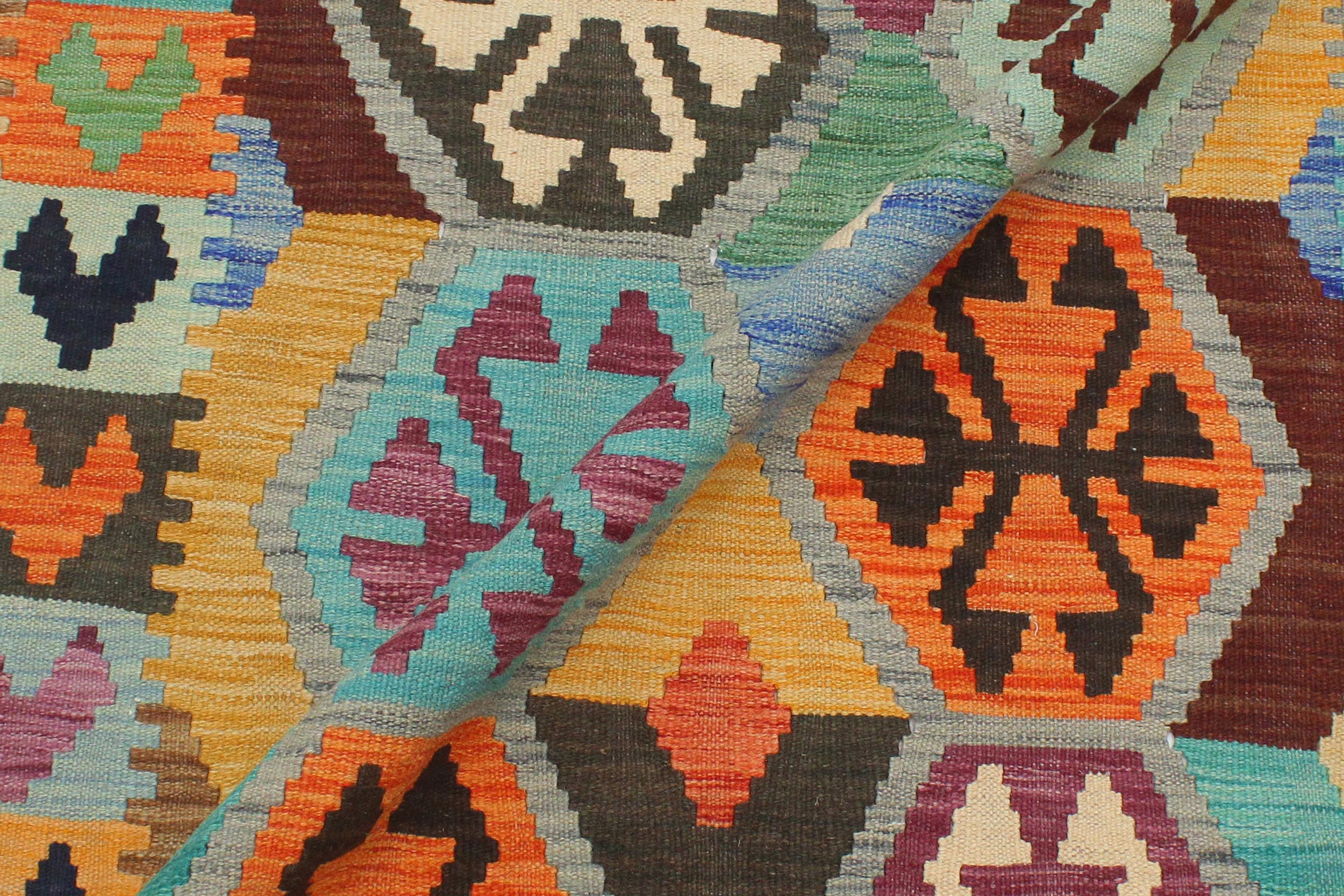 handmade Geometric Kilim Gray Rust Hand-Woven RECTANGLE 100% WOOL area rug 3 x 5
