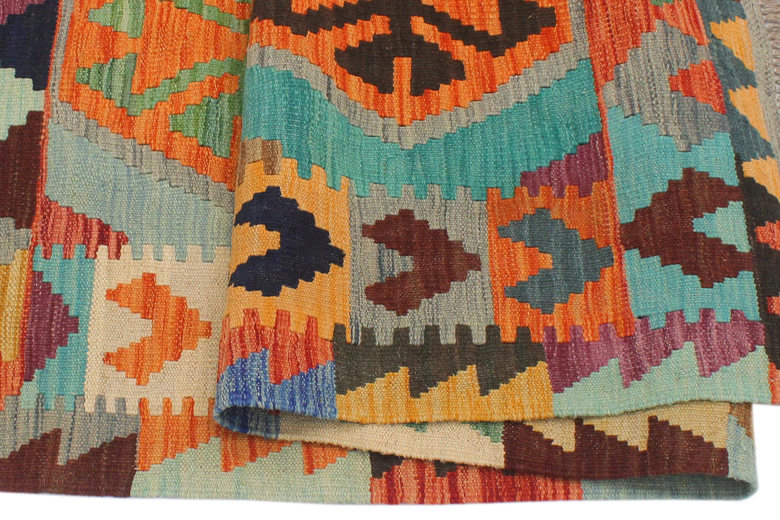 handmade Geometric Kilim Gray Rust Hand-Woven RECTANGLE 100% WOOL area rug 3 x 5