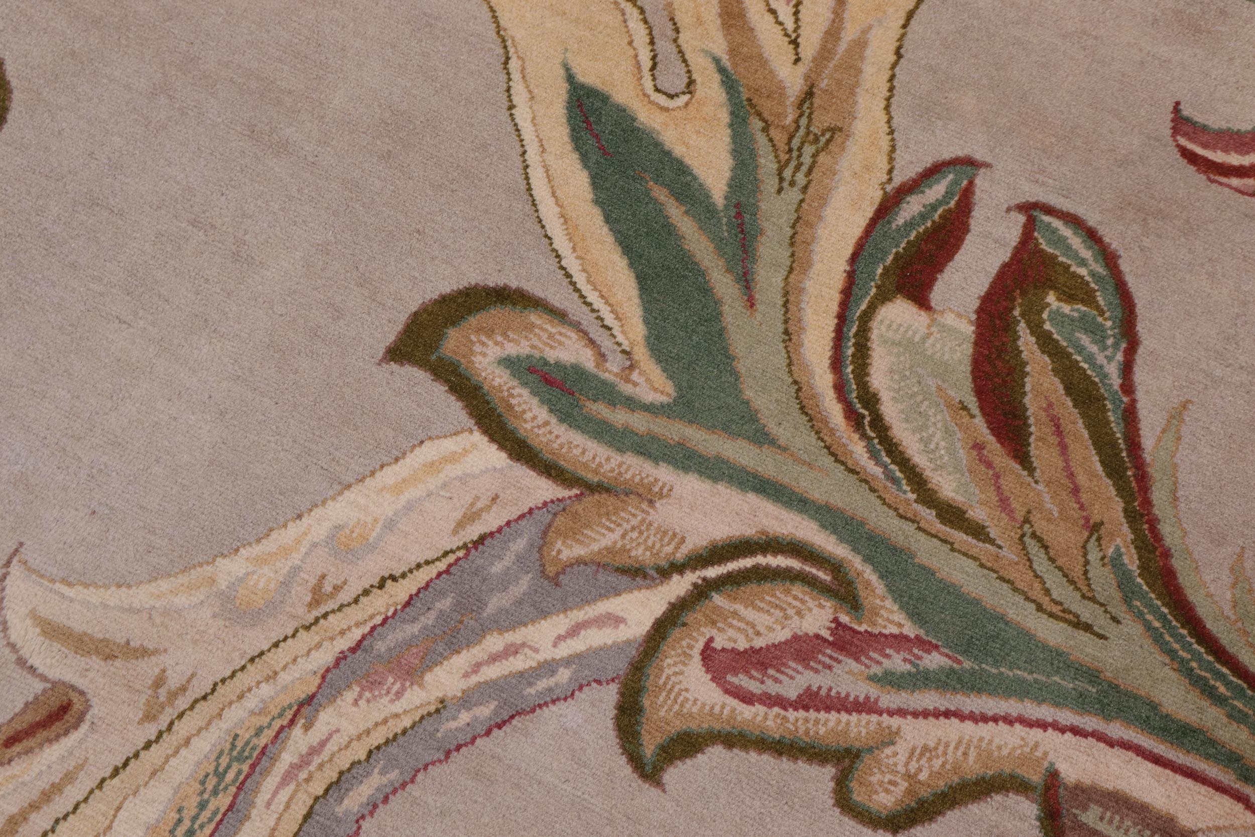 handmade Traditional Bhati Taupe Green Hand Knotted RECTANGLE 100% WOOL area rug 10x14