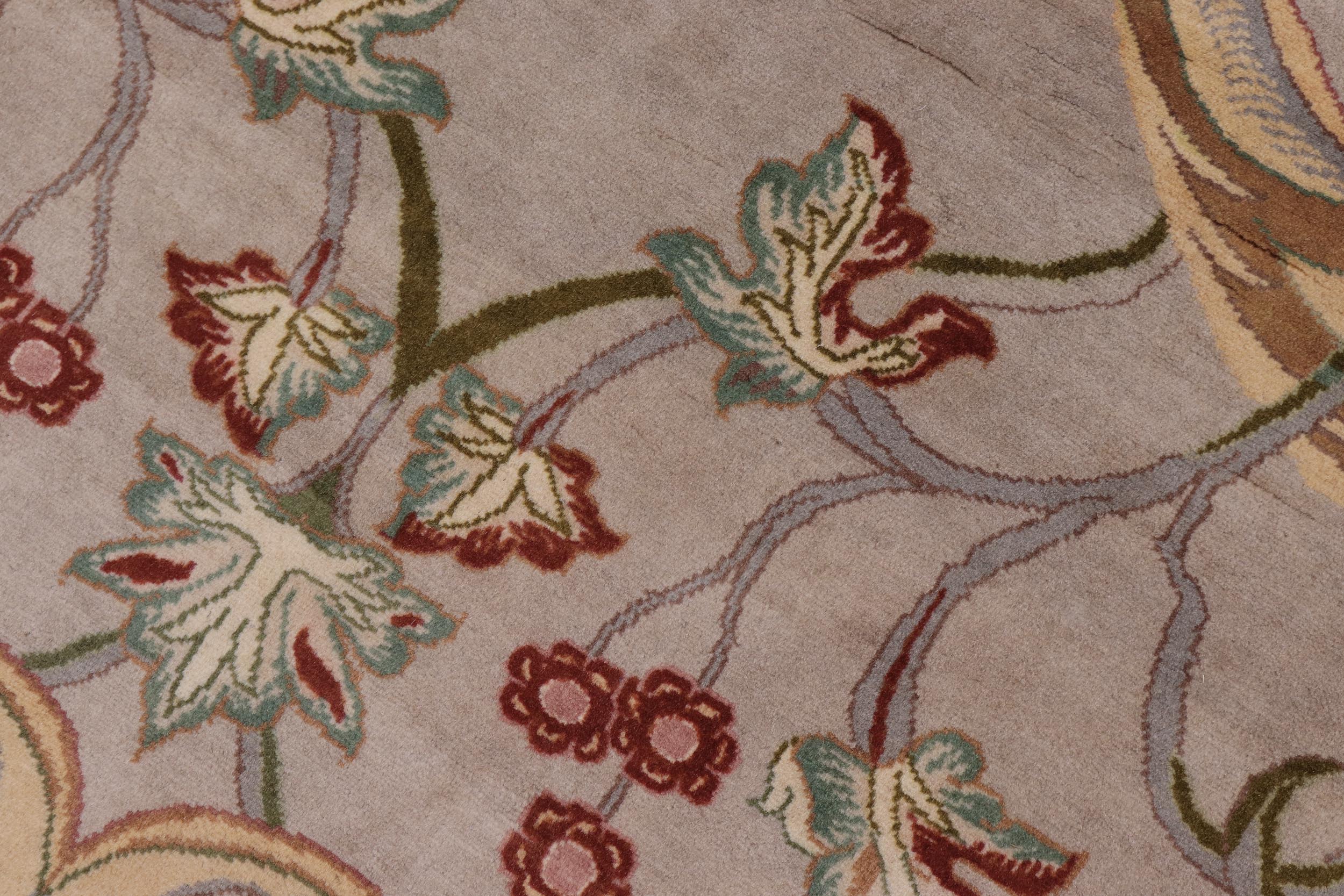 handmade Traditional Bhati Taupe Green Hand Knotted RECTANGLE 100% WOOL area rug 10x14