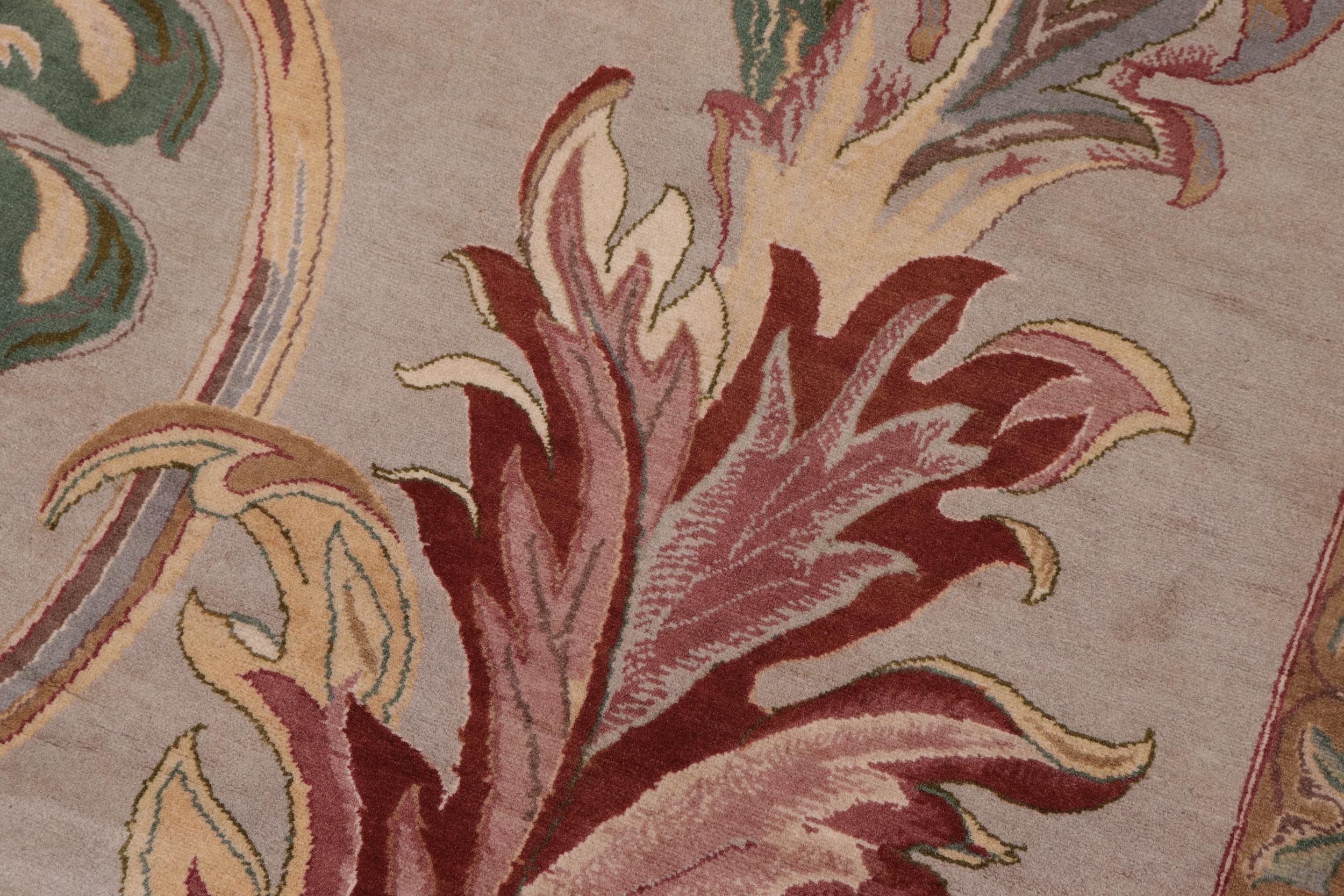 handmade Traditional Bhati Taupe Green Hand Knotted RECTANGLE 100% WOOL area rug 10x14