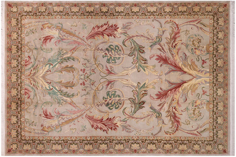 handmade Traditional Bhati Taupe Green Hand Knotted RECTANGLE 100% WOOL area rug 10x14