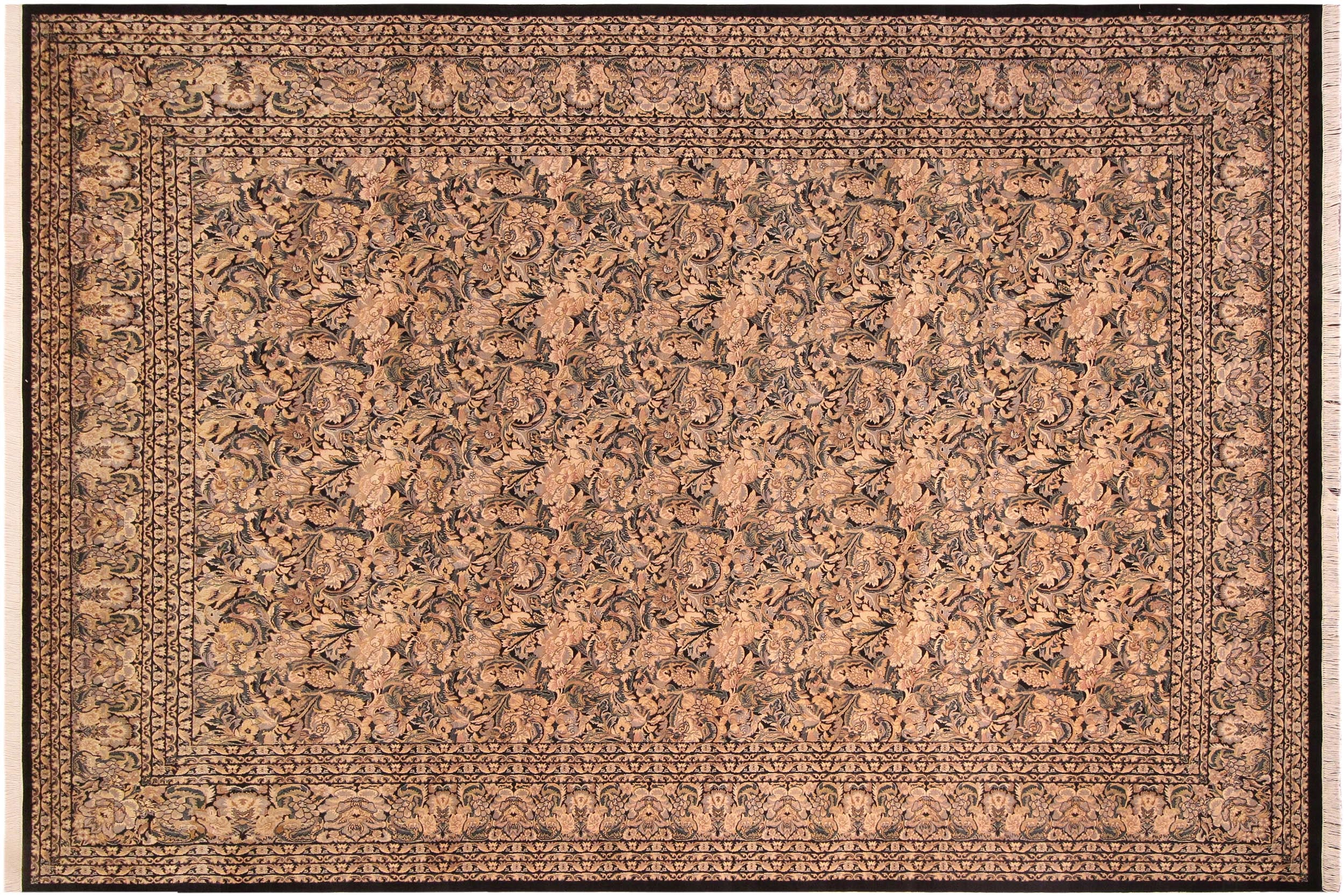 handmade Transitional Rimjim Black Gold Hand Knotted RECTANGLE 100% WOOL area rug 10x14