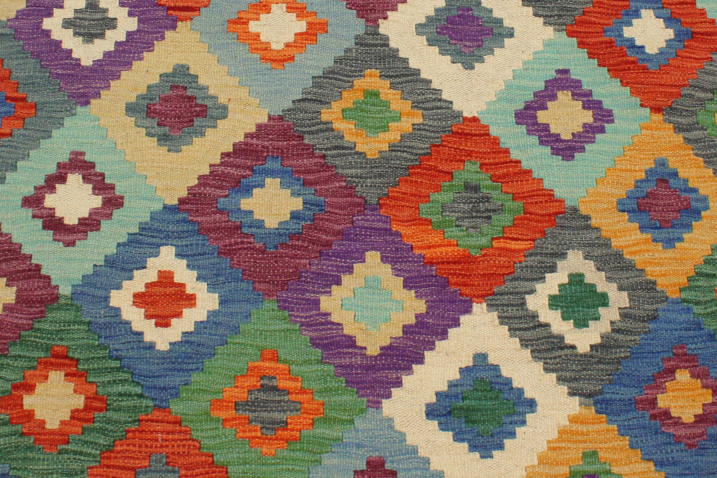 handmade Geometric Kilim Rust Beige Hand-Woven RECTANGLE 100% WOOL area rug 3 x 5