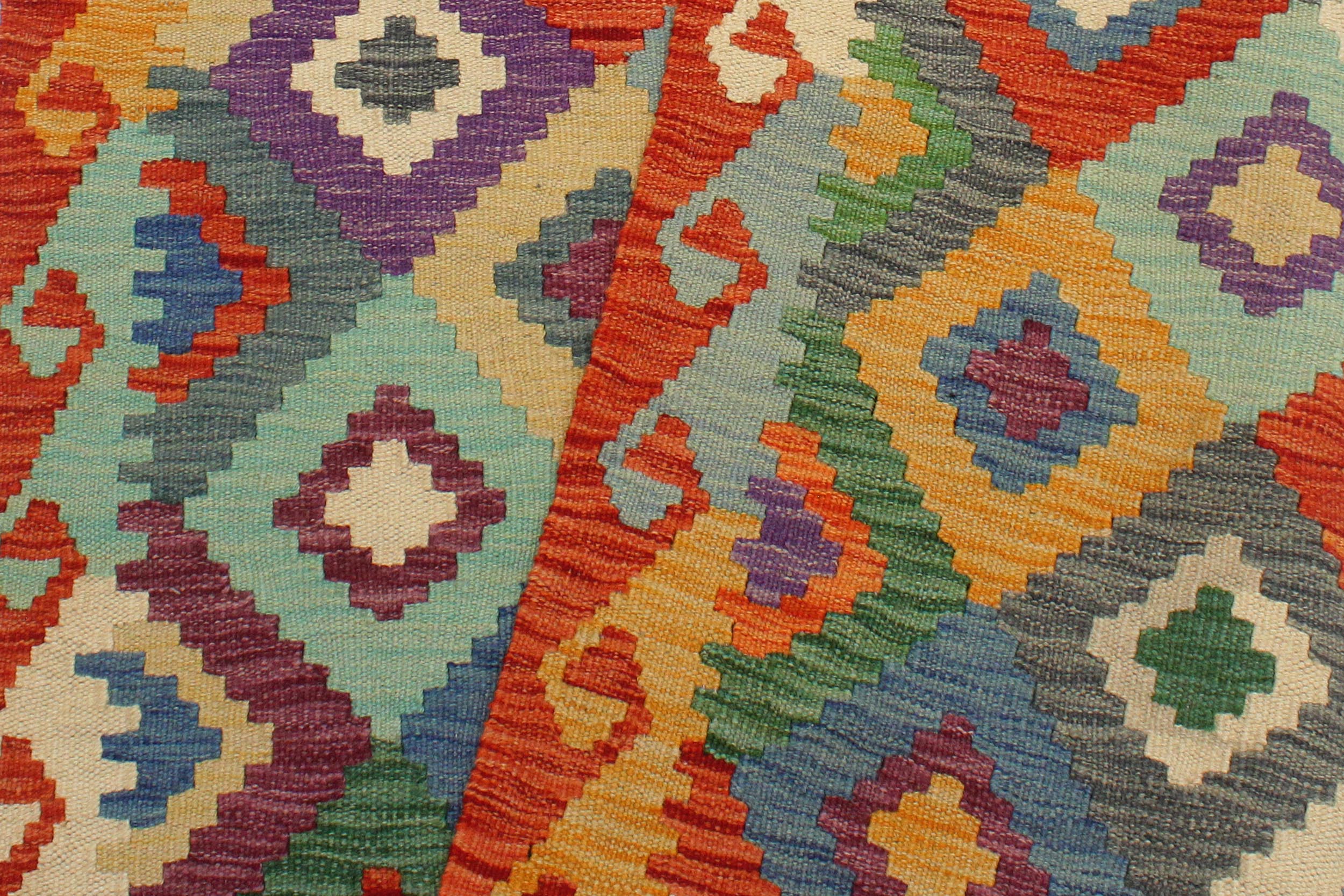 handmade Geometric Kilim Rust Beige Hand-Woven RECTANGLE 100% WOOL area rug 3 x 5