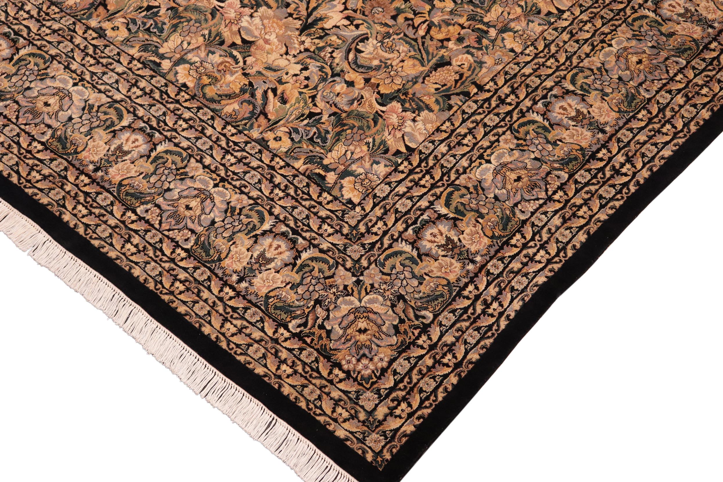 handmade Transitional Rimjim Black Gold Hand Knotted RECTANGLE 100% WOOL area rug 10x14