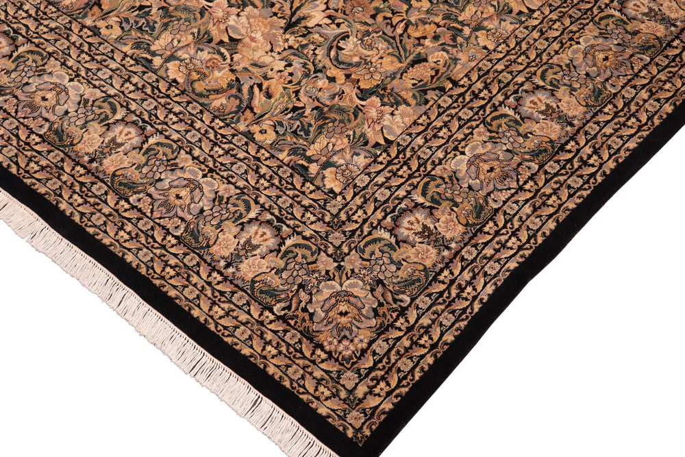 handmade Transitional Rimjim Black Gold Hand Knotted RECTANGLE 100% WOOL area rug 10x14