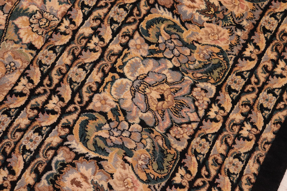 handmade Transitional Rimjim Black Gold Hand Knotted RECTANGLE 100% WOOL area rug 10x14