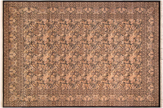 handmade Transitional Rimjim Black Gold Hand Knotted RECTANGLE 100% WOOL area rug 10x14