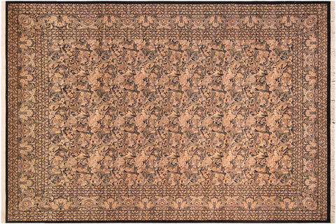 handmade Transitional Rimjim Black Gold Hand Knotted RECTANGLE 100% WOOL area rug 10x14