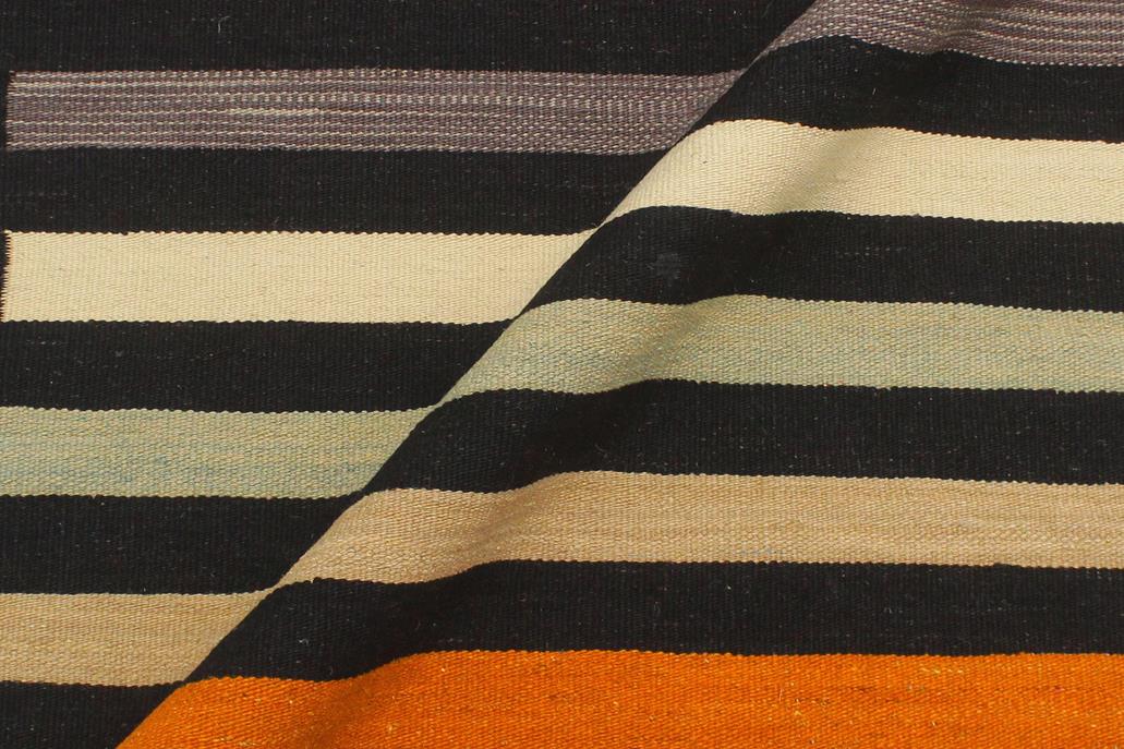 Flat Weave Kilim Antique Navaho Vintage handmade Modern Kilim Black Red Hand-Woven Rectangle 100% Wool Area Rug 3x5 