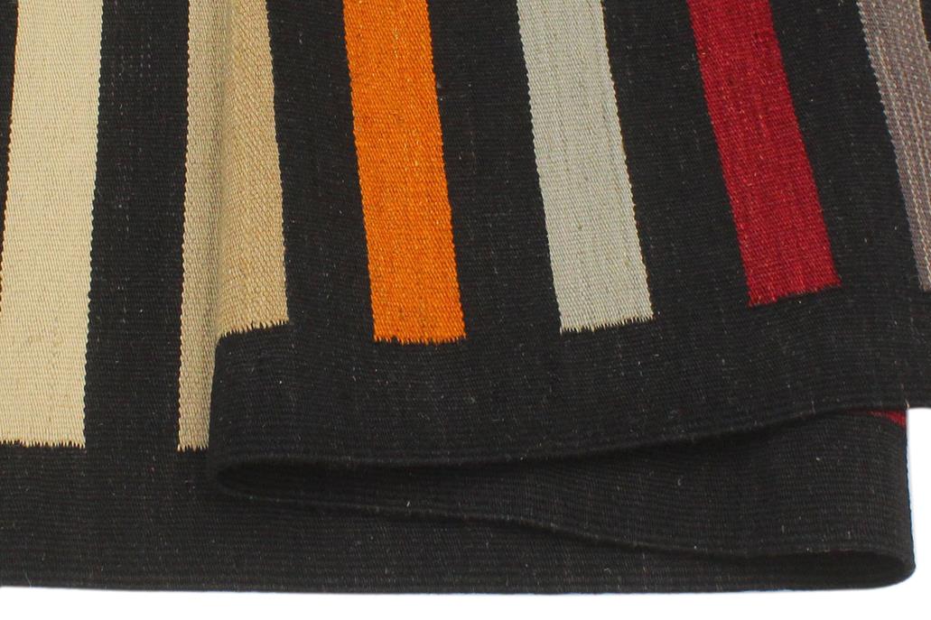 Flat Weave Kilim Antique Navaho Vintage handmade Modern Kilim Black Red Hand-Woven Rectangle 100% Wool Area Rug 3x5 