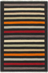 Flat Weave Kilim Antique Navaho Vintage handmade Modern Kilim Black Red Hand-Woven Rectangle 100% Wool Area Rug 3x5 