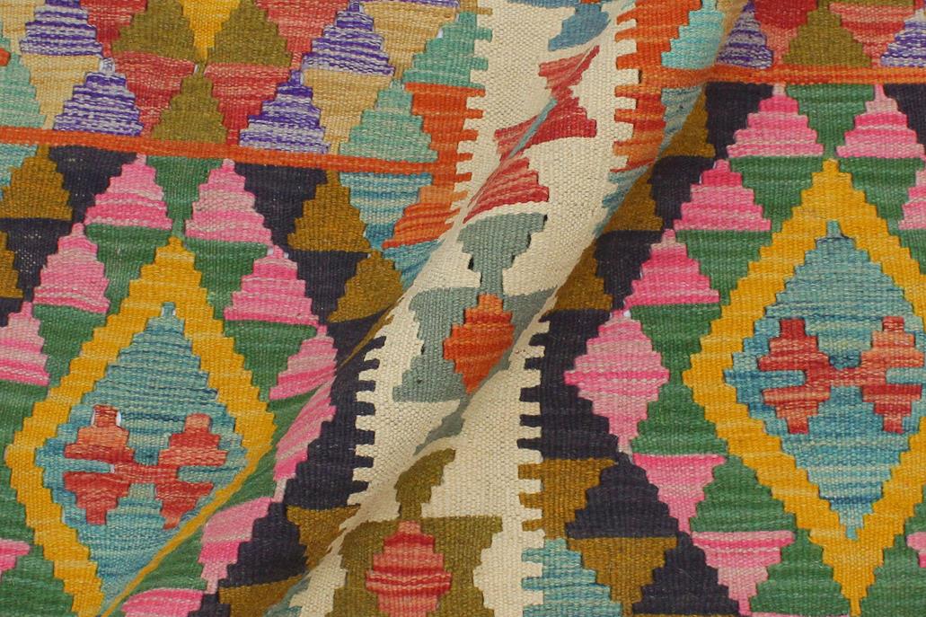 Flat Weave Kilim Antique Navaho Vintage handmade Geometric Kilim Beige Gold Hand-Woven Rectangle 100% Wool Area Rug 3x5 