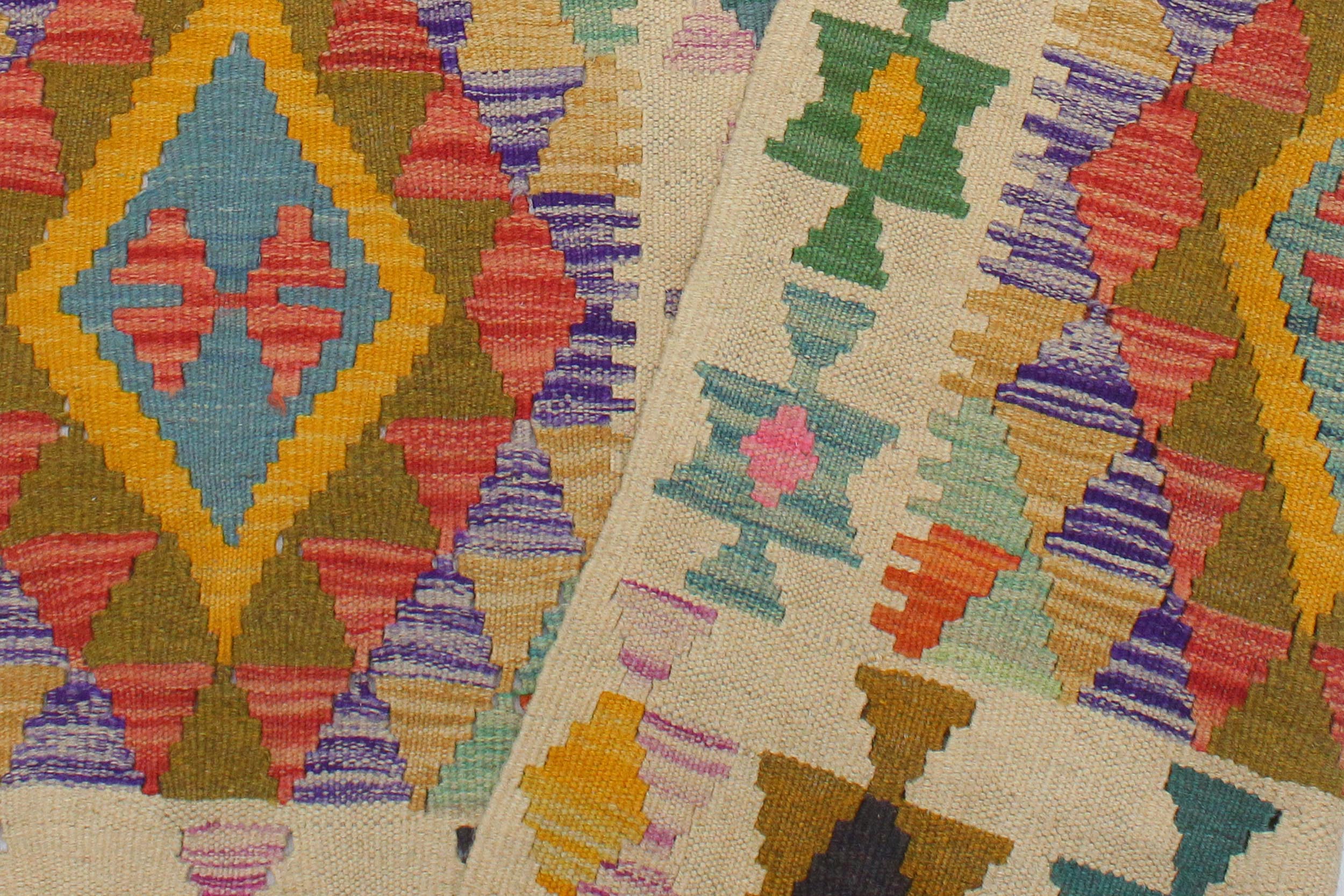 handmade Geometric Kilim Beige Gold Hand-Woven RECTANGLE 100% WOOL area rug 3 x 5