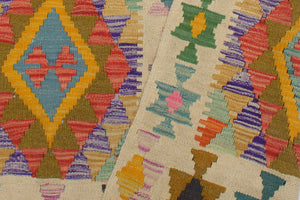handmade Geometric Kilim Beige Gold Hand-Woven RECTANGLE 100% WOOL area rug 3 x 5