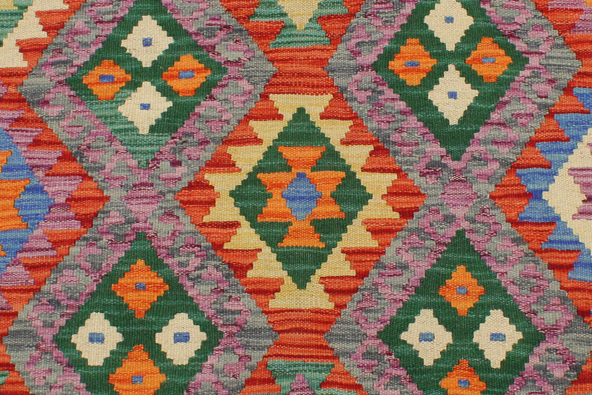handmade Geometric Kilim Gray Rust Hand-Woven RECTANGLE 100% WOOL area rug 3 x 5