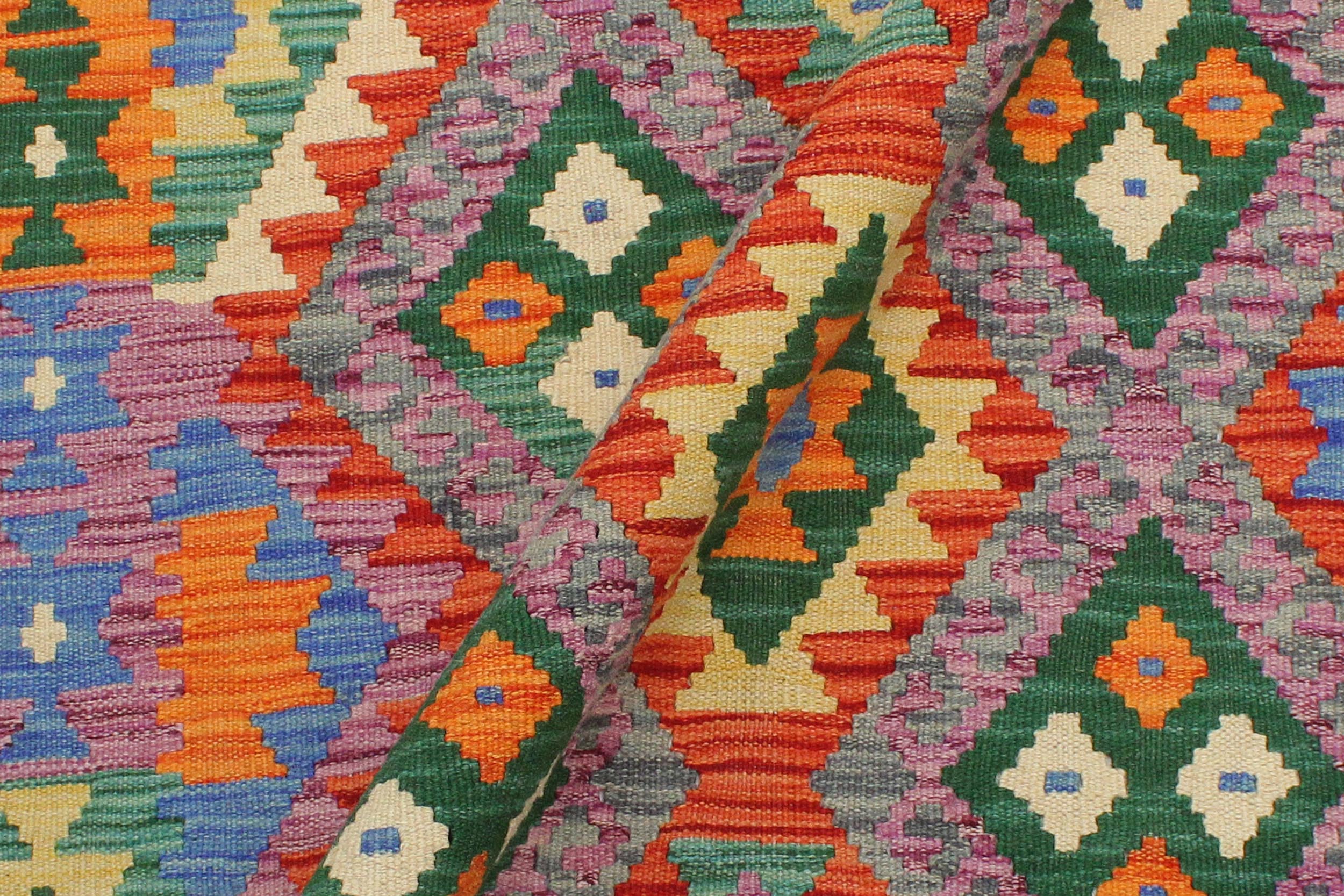 handmade Geometric Kilim Gray Rust Hand-Woven RECTANGLE 100% WOOL area rug 3 x 5