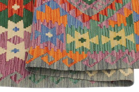 handmade Geometric Kilim Gray Rust Hand-Woven RECTANGLE 100% WOOL area rug 3 x 5