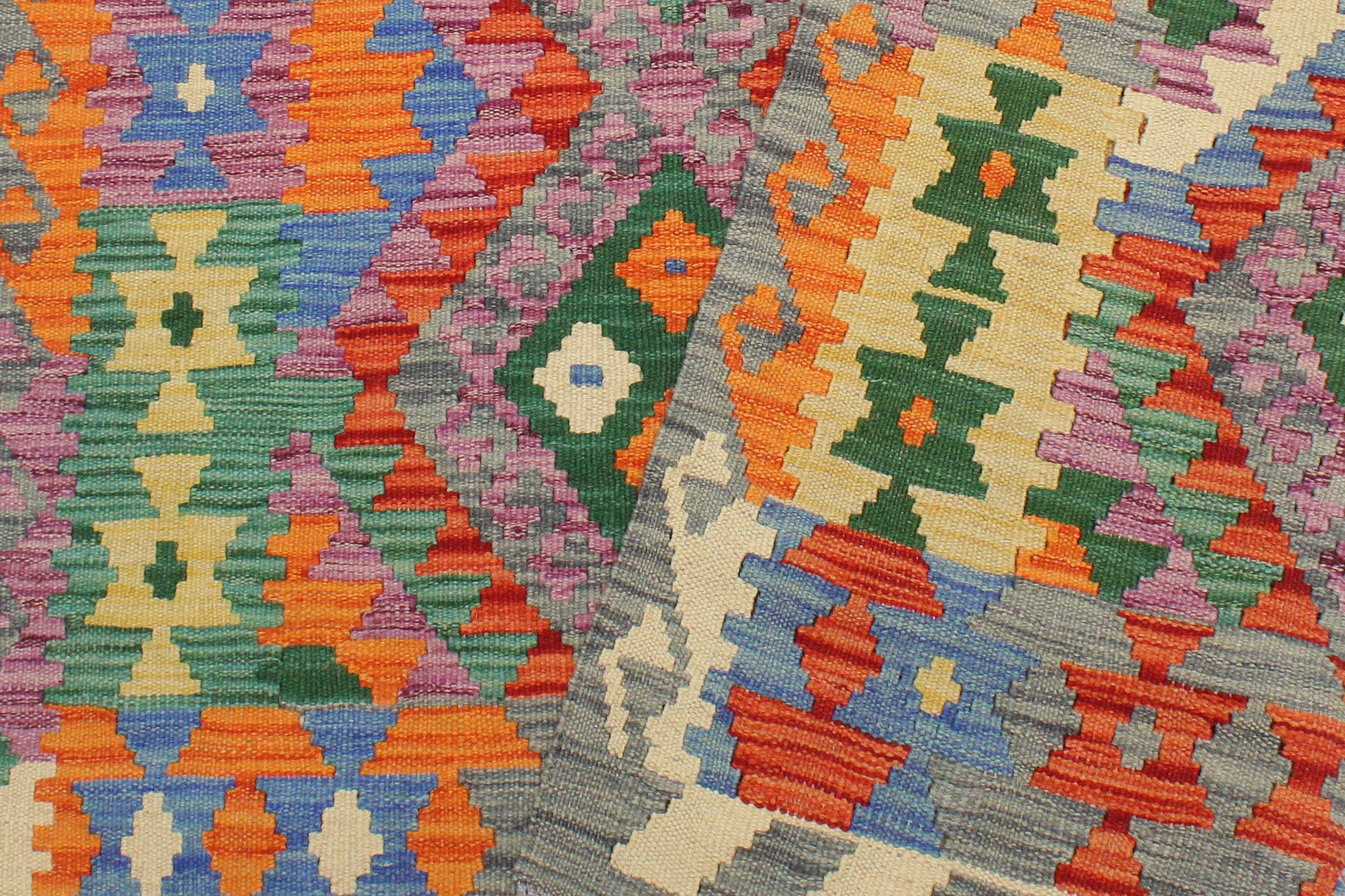 handmade Geometric Kilim Gray Rust Hand-Woven RECTANGLE 100% WOOL area rug 3 x 5