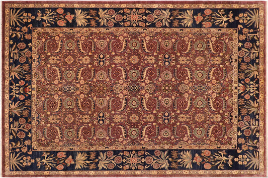 handmade Transitional Lahore Brown Blue Hand Knotted RECTANGLE 100% WOOL area rug 10' x 14'