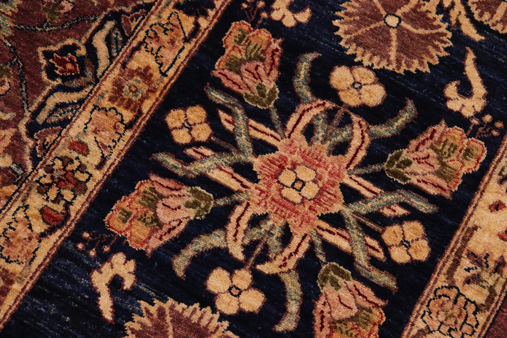 handmade Transitional Lahore Brown Blue Hand Knotted RECTANGLE 100% WOOL area rug 10' x 14'