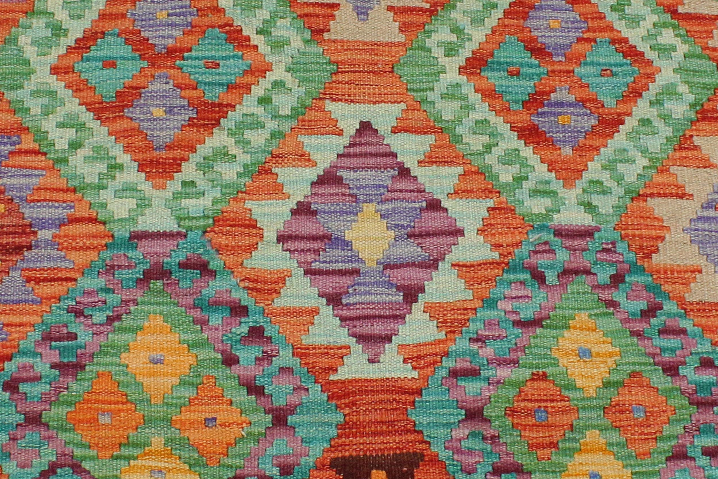 handmade Geometric Kilim Rust Brown Hand-Woven RECTANGLE 100% WOOL area rug 3 x 5