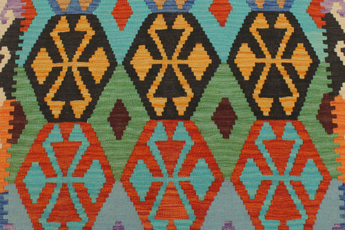 handmade Geometric Kilim Blue Beige Hand-Woven RECTANGLE 100% WOOL area rug 3 x 5